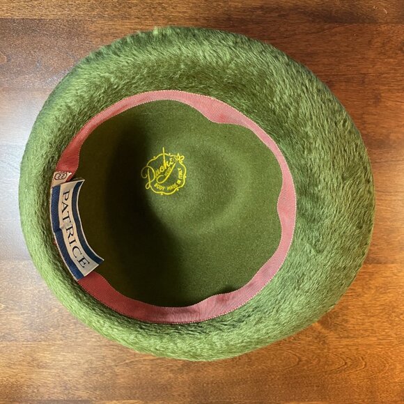 Gorgeous Vintage Norman Durand Olive Green Hat with Original Hat Box - Picture 5 of 7